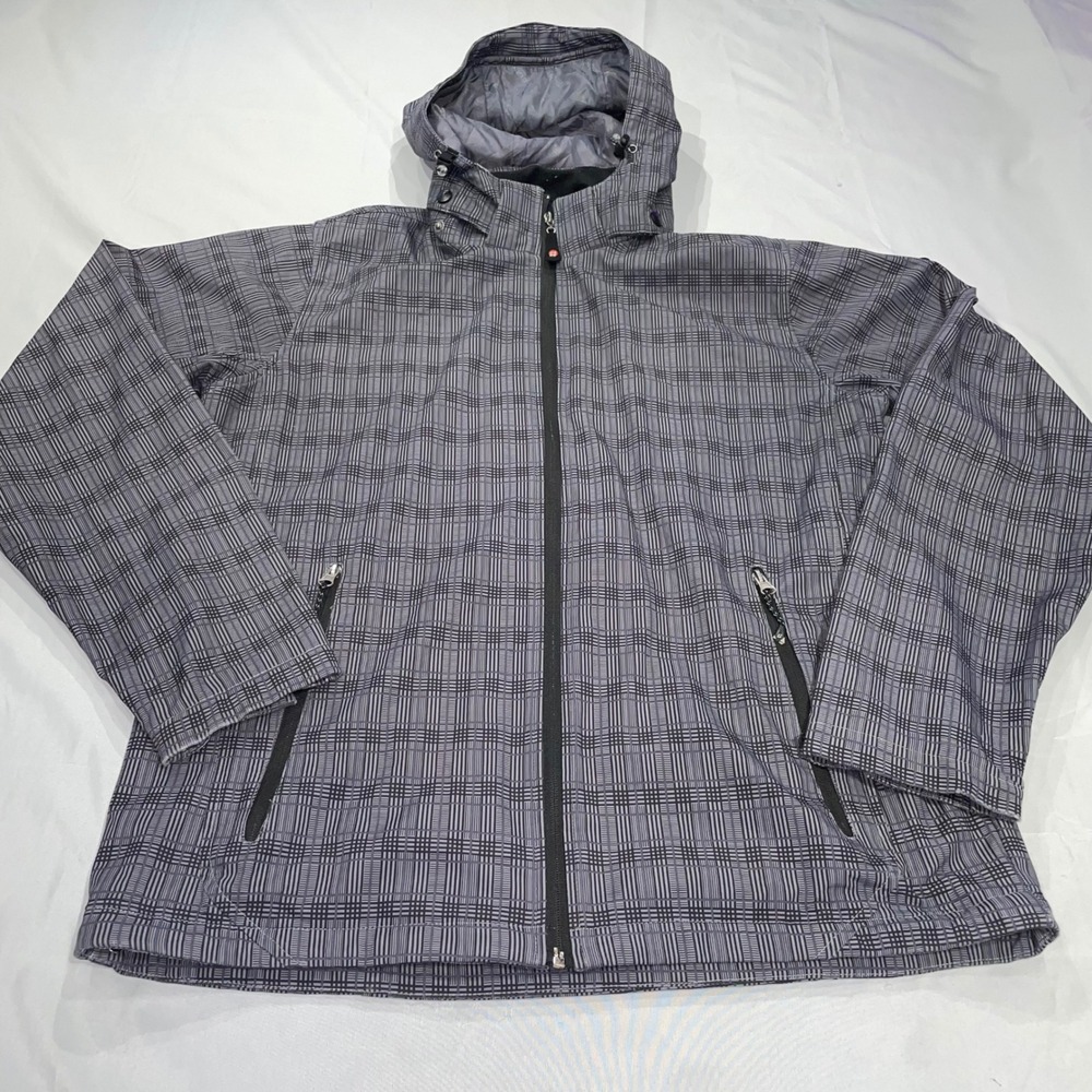 Killtec Level 5 Technical Outdoor Jacket‎ Mens XL Grey Plaid Hooded Softshell